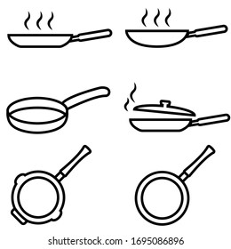 Frying pan line set icon, logo isolated on white background