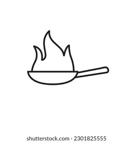 Icono de juego de línea de sartén, logotipo de cocina vectorial