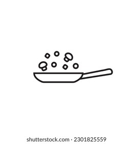 Frying pan line set icon, cooking food logo vector