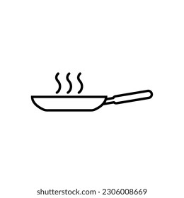 Frying pan line set icon, cooking food logo vector