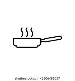 Frying pan line set icon, cooking food logo vector