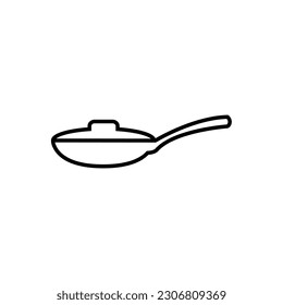 Icono de juego de línea de sartén, logotipo de cocina vectorial