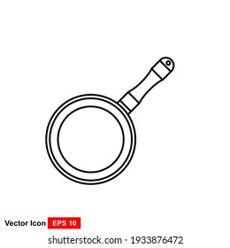 Frying pan linear icon. Frypan. Thin line illustration. Contour symbol. Vector isolated drawing.