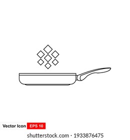 Icono de fritura de pan lineal. Frypan. Ilustración de línea delgada. Símbolo de contorno. Dibujo aislado del vector.