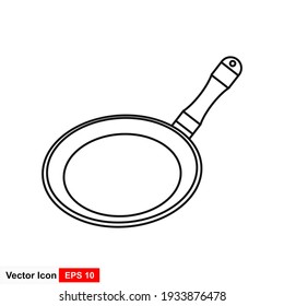 Frying Pan Linear Icon. Frypan. Thin Line Illustration. Contour Symbol. Vector Isolated Drawing.