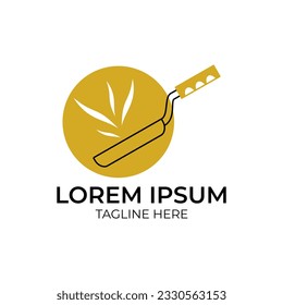 logotipo de sartén frito en un estilo minimalista y moderno con colores naranja y negro.