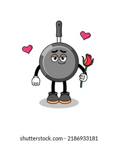 frying pan mascot falling in love , character design