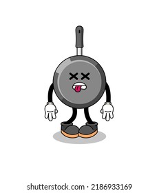 frying pan mascot illustration is dead , character design