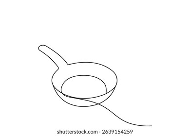 Frying pan minimalist continuous one line drawing isolated vector design