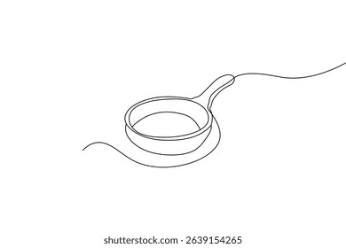 Frying pan minimalist continuous one line drawing isolated vector design