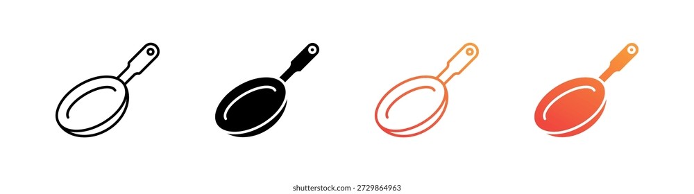 Juego de iconos de estilo múltiple de sartén