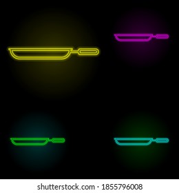 frying pan neon color set icon. Simple thin line, outline vector of kitchen icons for ui and ux, website or mobile application