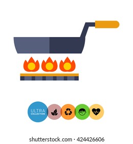 Frying pan on gas cooker