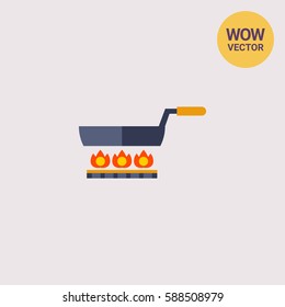 Frying pan on gas cooker