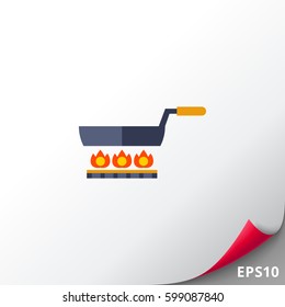 Frying pan on gas cooker