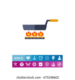 Frying pan on gas cooker