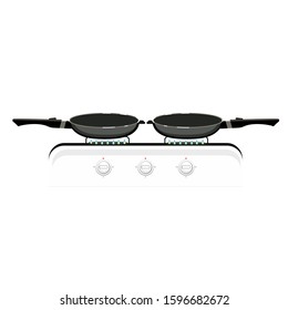 Frying pan on the gas stove