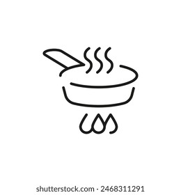 Frying pan on stove icon. Simple frying pan on stove icon for social media, app, and web design. Vector illustration.