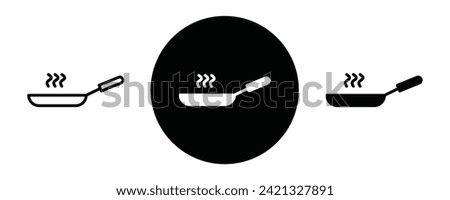 Frying pan outline icon collection or set. Frying pan Thin vector line art