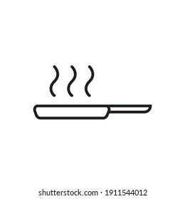 Frittieren Pan-Rahmensymbol. Frittiertes Pan Line Art Logo. Vektorgrafik. Einzeln auf weißem Hintergrund. Bearbeitbarer Stroke