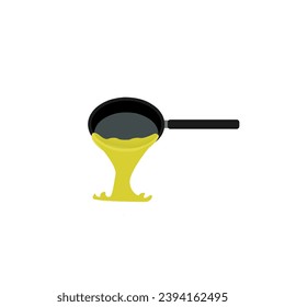 frying pan pouring spilt cooking hot oil safety kitchen hazard flammable accident burning mess icon isolated vector illustration digital art biofuel sustainable recycling plant energy fry concept  