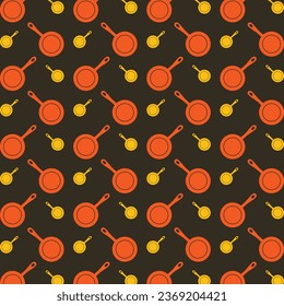 Frying pan seamless background vector illustration