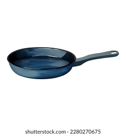 Frying Pan Side View Isolated Hand Drawn Painting Illustration