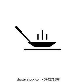 Frying pan sign icon. Fry or roast food symbol. Circle and square buttons. Flat design set. Thank you ribbon. Vector