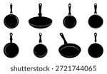 frying pan silhouette clipart bundle