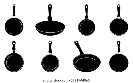 frying pan silhouette clipart bundle