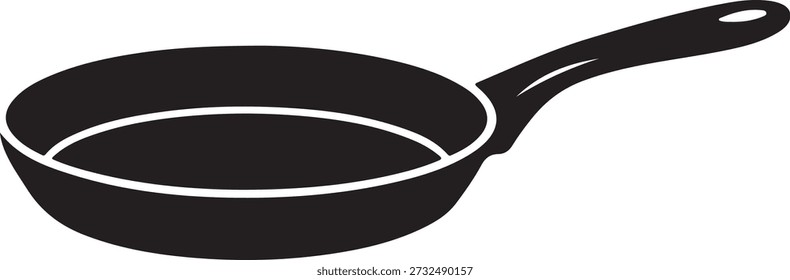 Icono de silueta de sartén para cocinar y concepto de utensilios de cocina