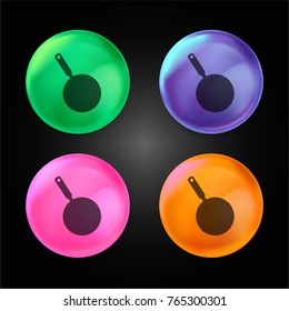 Frying pan silhouette from top view crystal ball design icon in green - blue - pink and orange.