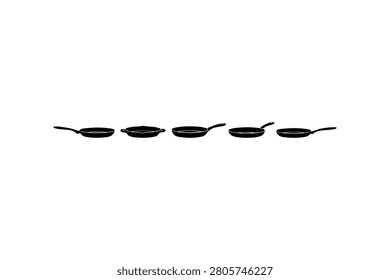 Frying Pan Silhouette Vector Collection Set