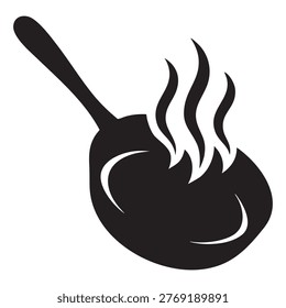 Frying pan silhouette vector icon isolated on white background kitchen cookware graphic