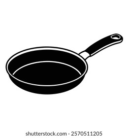 frying pan Silhouette vector with white background