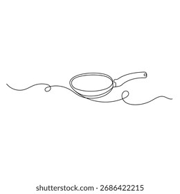 Frying pan  single line art   icon   continuous one line drawing of outline vector illustration 