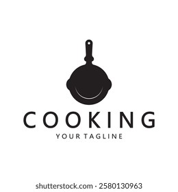 frying pan and spatula logo, kitchen cooking equipment, for business, company, restaurant