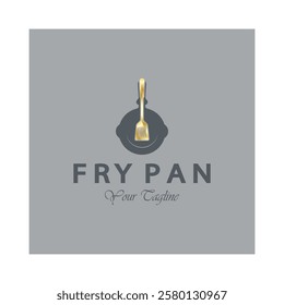 frying pan and spatula logo, kitchen cooking equipment, for business, company, restaurant