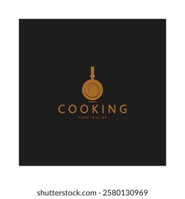 frying pan and spatula logo, kitchen cooking equipment, for business, company, restaurant