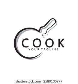 frying pan and spatula logo, kitchen cooking equipment, for business, company, restaurant