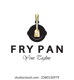 frying pan and spatula logo, kitchen cooking equipment, for business, company, restaurant