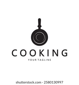 frying pan and spatula logo, kitchen cooking equipment, for business, company, restaurant