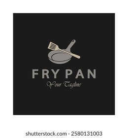 frying pan and spatula logo, kitchen cooking equipment, for business, company, restaurant