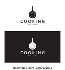 frying pan and spatula logo, kitchen cooking equipment, for business, company, restaurant