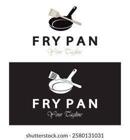 frying pan and spatula logo, kitchen cooking equipment, for business, company, restaurant