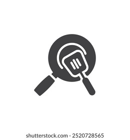 Frying pan with spatula vector icon. filled flat sign for mobile concept and web design. Frying Pan glyph icon. Symbol, logo illustration. Vector graphics