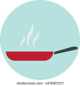 frying pan with spires flames icon vector illustrator isolated on blue background.