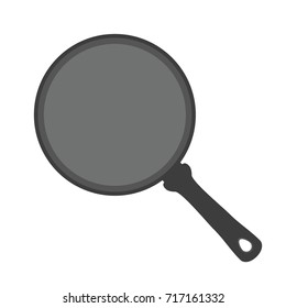 Frying pan, stainless steel kitchenware, utensil. Made in cartoon flat style. Vector illustration