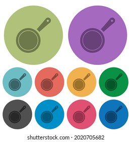 Frying pan top view darker flat icons on color round background