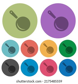 Frying pan top view darker flat icons on color round background